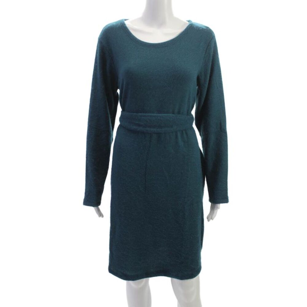 M Made In Italy Womens Sweater Dress Green Long Sleeve Round Neck Size L
